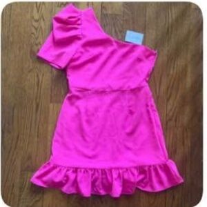 Women  One-Shoulder Pink Dress